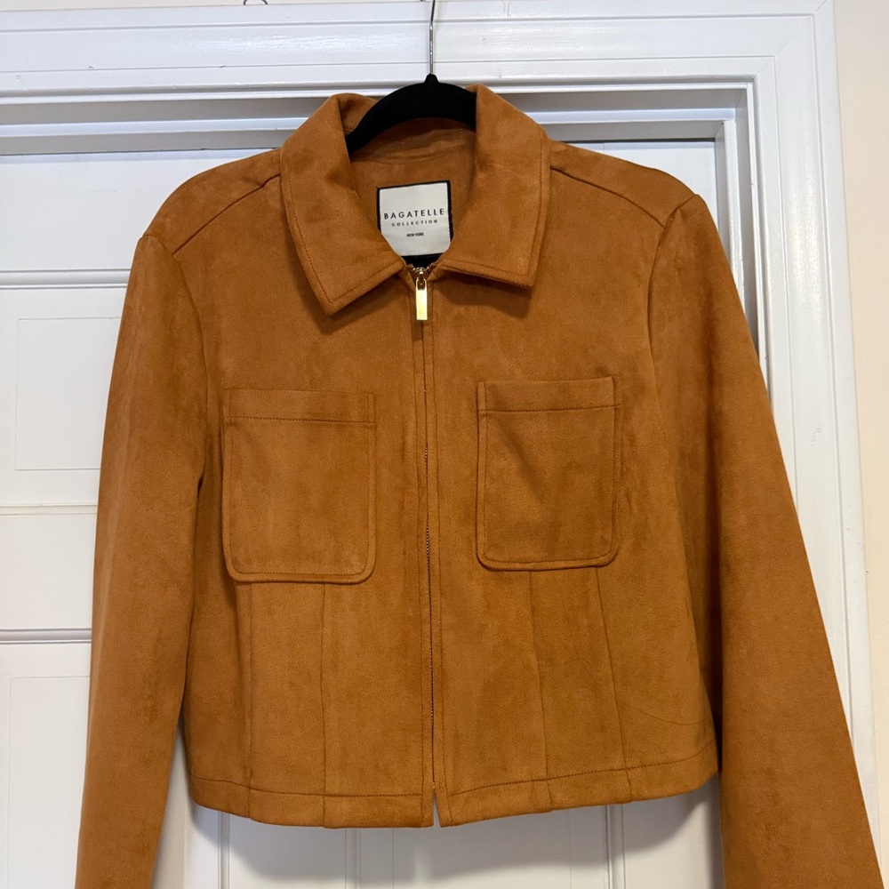 bagatelle Suede-Look Camel Zip Front Jacket